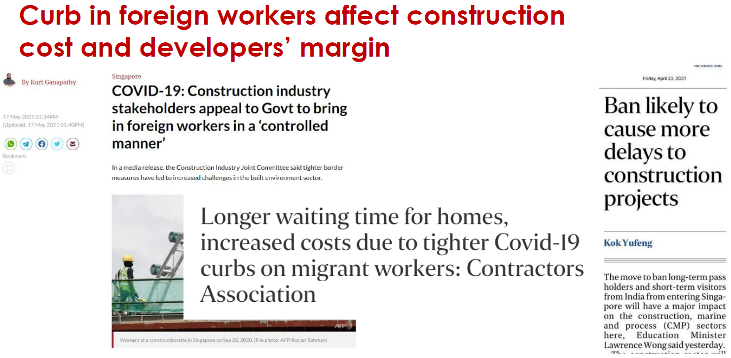 Curb in foreign works affect construction cost and developers margin