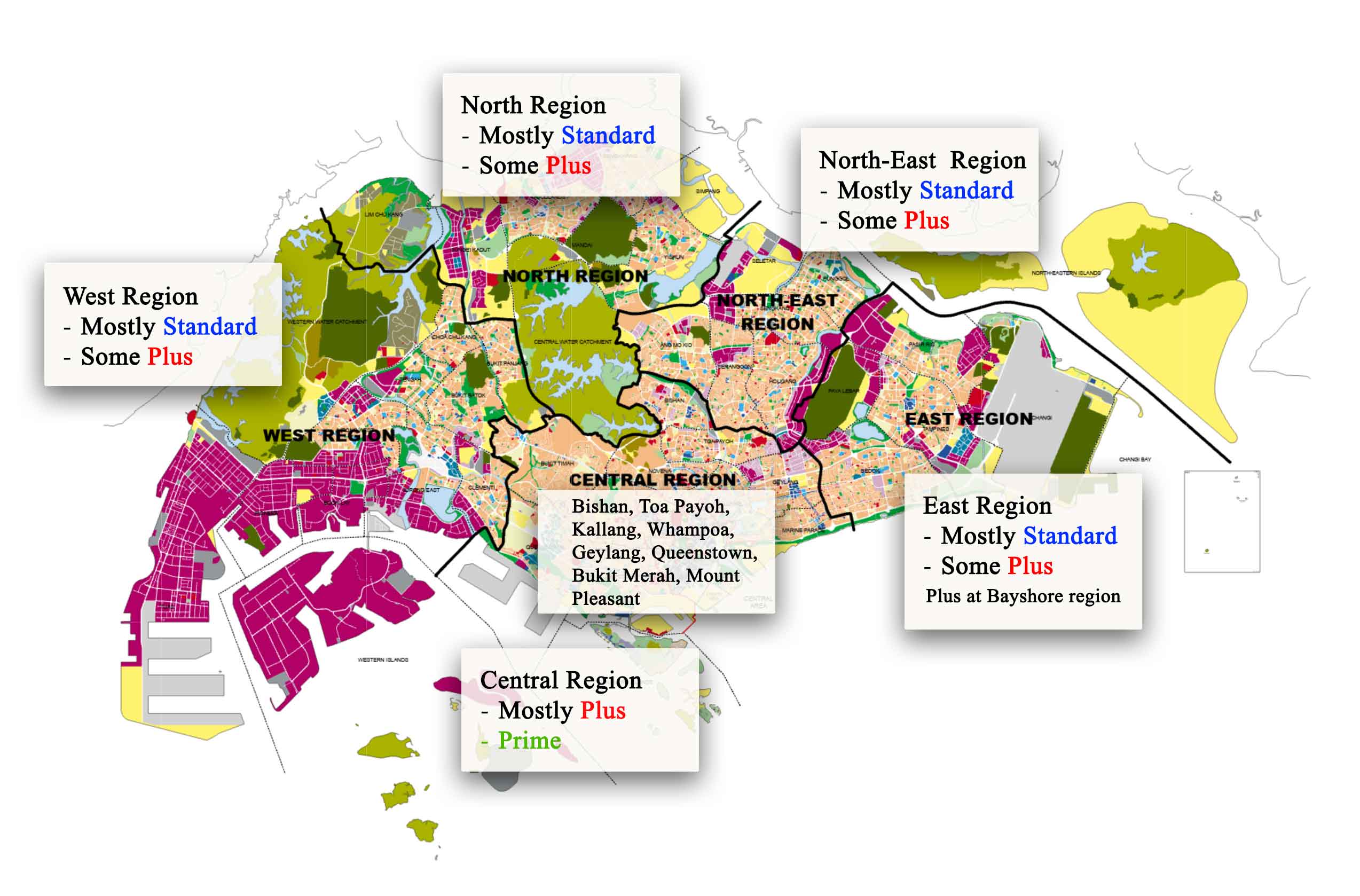 Map showing new BTO Categories