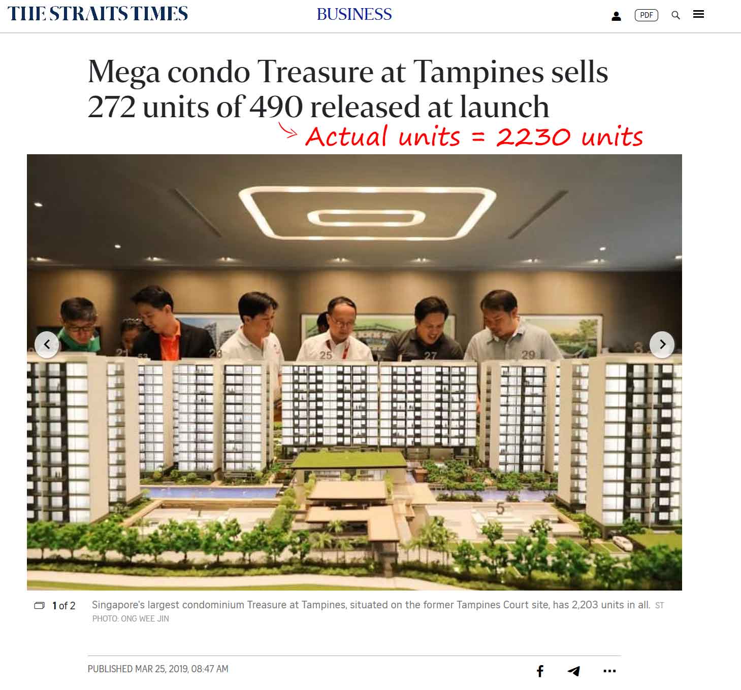 actual number of units at treasures tampines