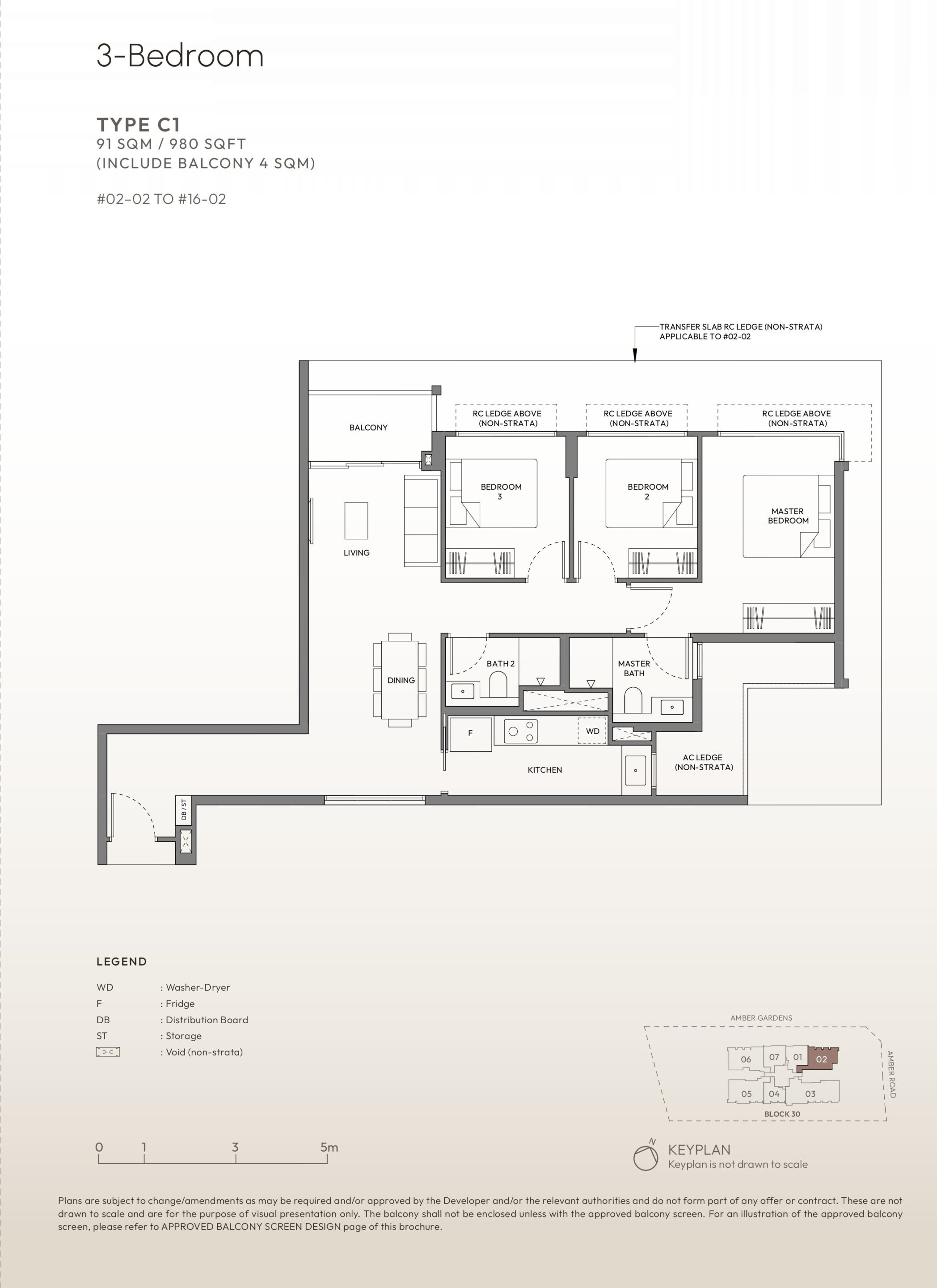 amber house 3 bedroom floor plan - c1
