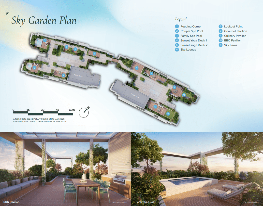 Site plan of Arina East Residences, a luxury freehold condo in Marina East, Singapore, showing 1st and 2nd storey layouts with 2 blocks, swimming pool, sky terraces, carpark, and communal facilities at Tanjong Rhu Road.